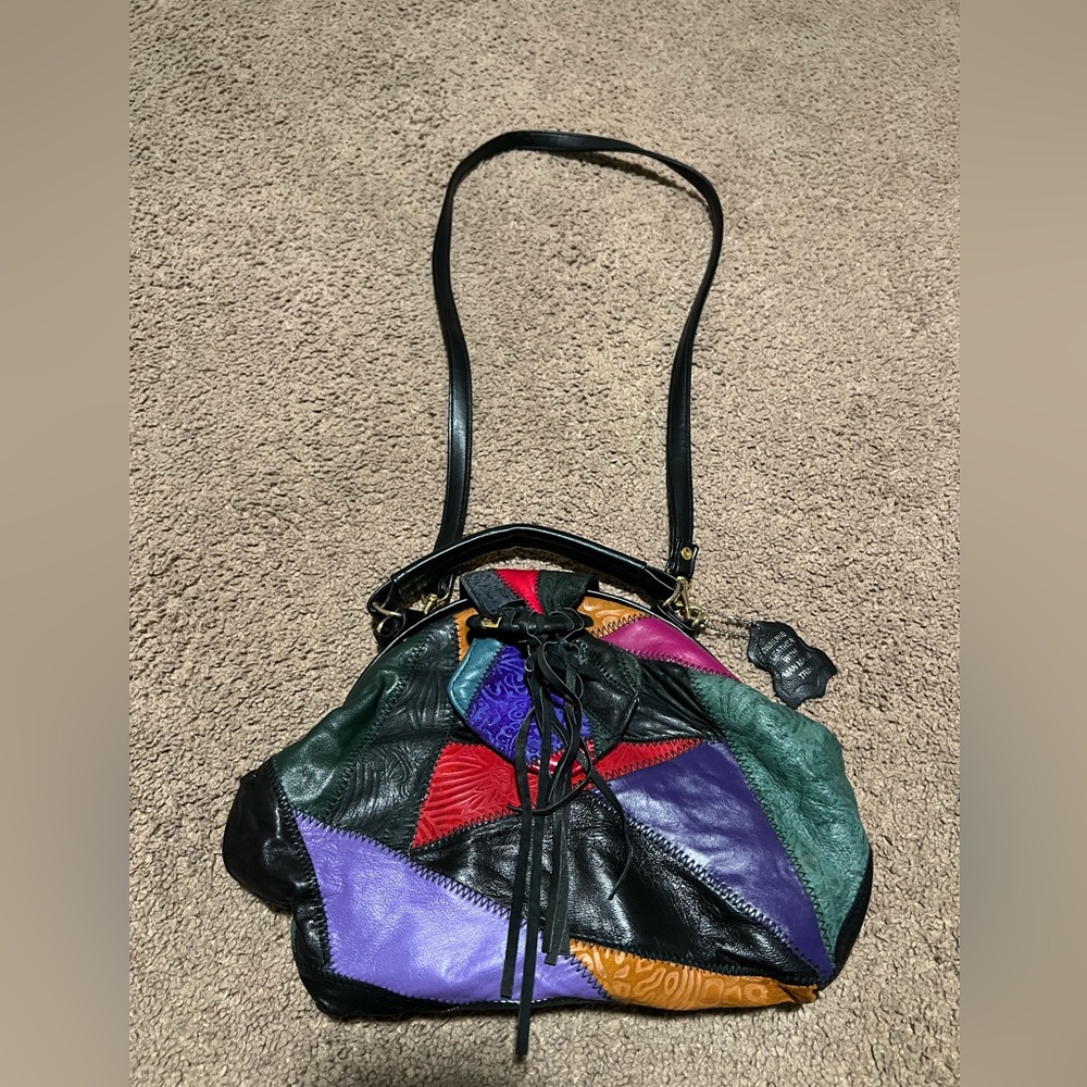 Vintage Multi-Color Patchwork Leather  Bag